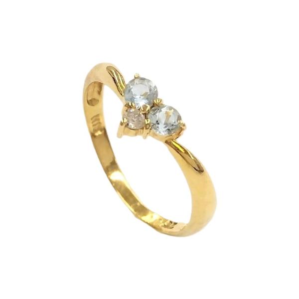 k18WG ダイヤモンド0.08ct クレージュ　ハートモチーフリング　9号 courreges クレージュ 3P カラーストーン ハートモチーフ リング