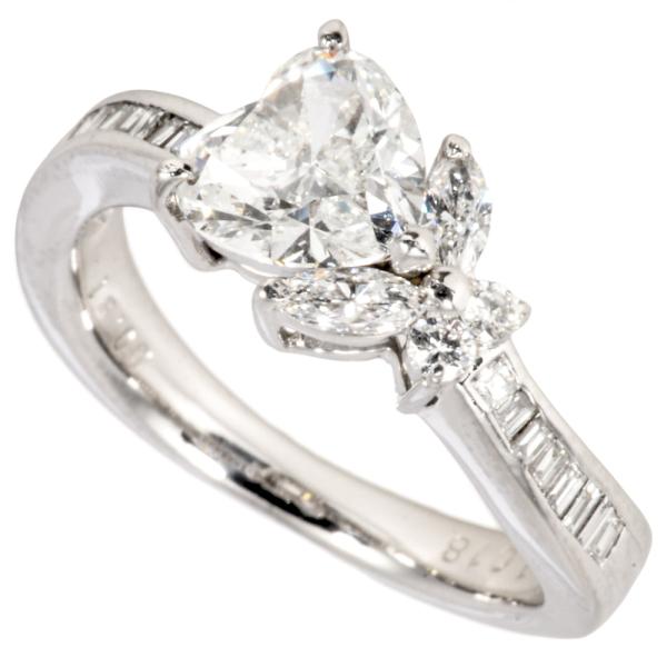 ハートシェイプ リング 指輪 ダイヤモンド 1.018ct 約10.5号 Pt900 5.8