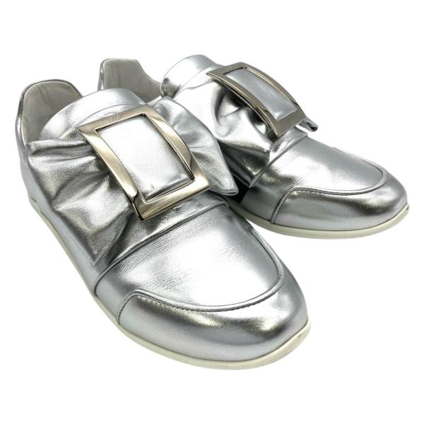ロジェヴィヴィエ Roger vivier リボン スニーカー レザー シルバー 35 