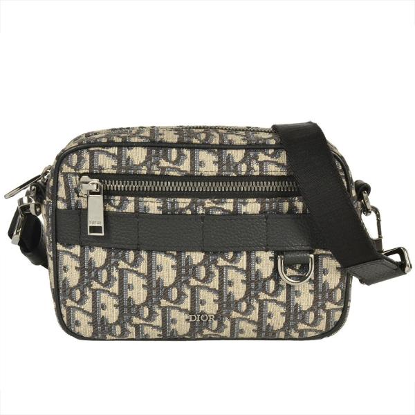 ディオール Dior Safari ミニ ショルダーバッグ コットン 2ESWS011YKY_H27E ネイビー ブラック金具 オブリーク ジャカード トロッター【中古】 ディオール Dior Safari ミニ ショルダーバッグ コットン