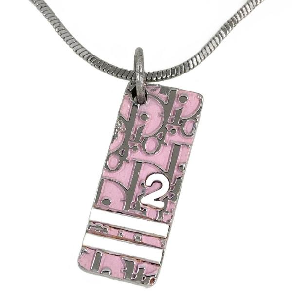 ディオール Dior トロッター ネックレス メタル ピンク プレート ユニ