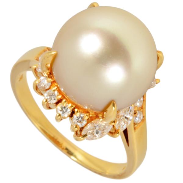 タサキ TASAKI 南洋真珠 11.6mm リング 指輪 ダイヤモンド 0.52ct 約 