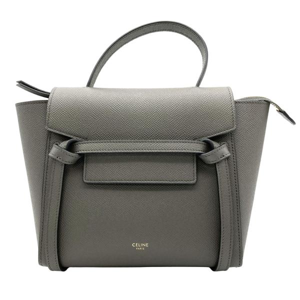 セリーヌ　ベルトバッグ　ナノ　グレー　ハンドバッグ　ショルダーバッグ　即購入◎ CELINE（セリーヌ） ベルトバッグ ナノ ハンドバッグ レザー グレー