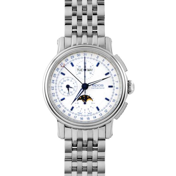 エポス EPOS 3393 腕時計 自動巻 ホワイト文字盤 稼働品 クロノグラフ