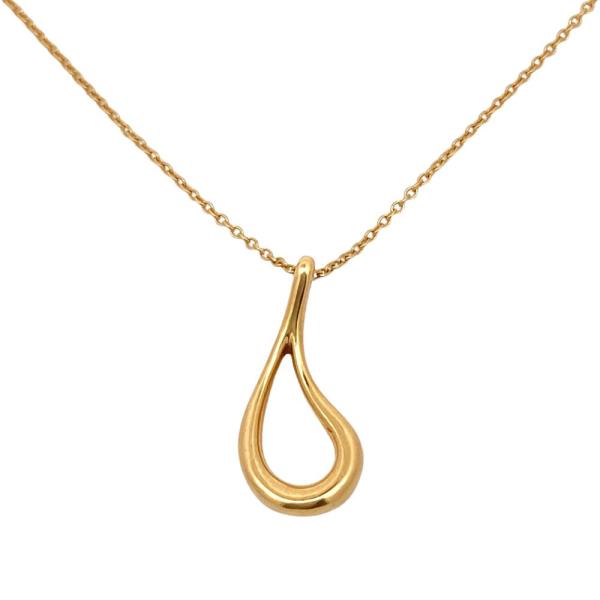 ティファニー Tiffany&amp;Co. オープン ティアドロップ ネックレス K18YG 1.9g イエローゴールド レディース