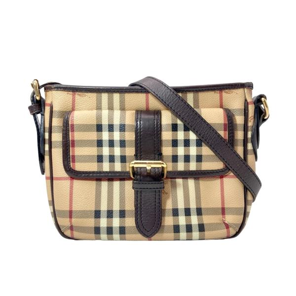 BURBERRY バーバリー 8010152 ショルダーバッグ ノバチェック コットンキャンバスxレザー ベージュ レディース /253573【中古】 BURBERRY（バーバリー） ノバチェック ショルダーバッグ ベージュ