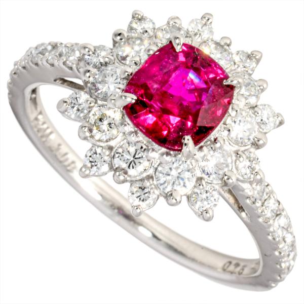 リング 指輪 ルビー 1.08ct 約13号 Pt900 5.5g レッド ダイヤモンド