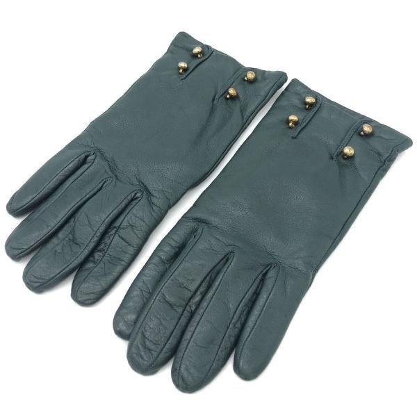 ALPO アルポ イタリア製 レザー 手袋 グローブ グリーン 緑 ゴールド