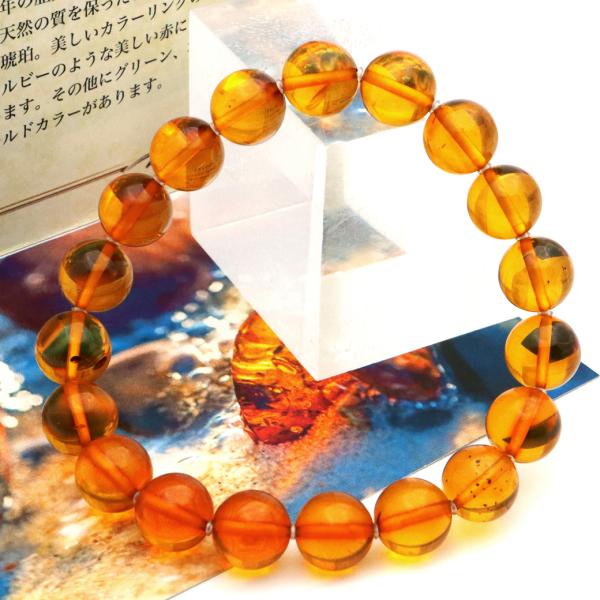 オレンジ アンバー ブレスレット 10mm ナチュラルカラー リトアニア バルト海産 バルティックアンバー 琥珀 こはく 天然石 パワーストーンamber 爆買 敬老の日