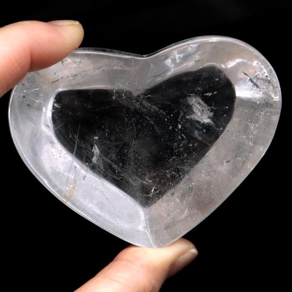 水晶 お皿 虹入り 浄化皿 受け皿 ハート型 154g プレート クリスタル