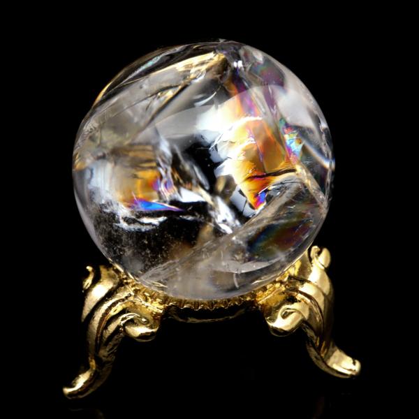 GOLD STONE アイリスクォーツ 丸玉 水晶 虹入り AA 天然 直径約29mm