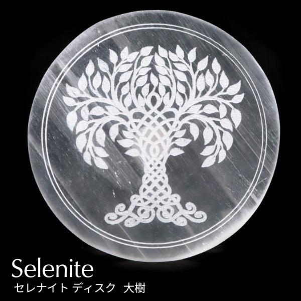 セレナイト ディスク ツリーオブライフ 生命の樹 約13cm 置き物 モロッコ産 原石 置物 オブジェ 透石膏 天然ジプサム スピリチュアル ヒーリング 縁起物 爆買