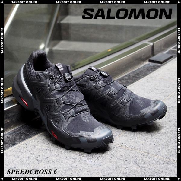 サロモン スニーカー メンズ スピードクロス6 ブラック/ファントム トレイルランニングシューズ SALOMON SPEEDCROSS 6 BLACK/BLACK/PHANTOM