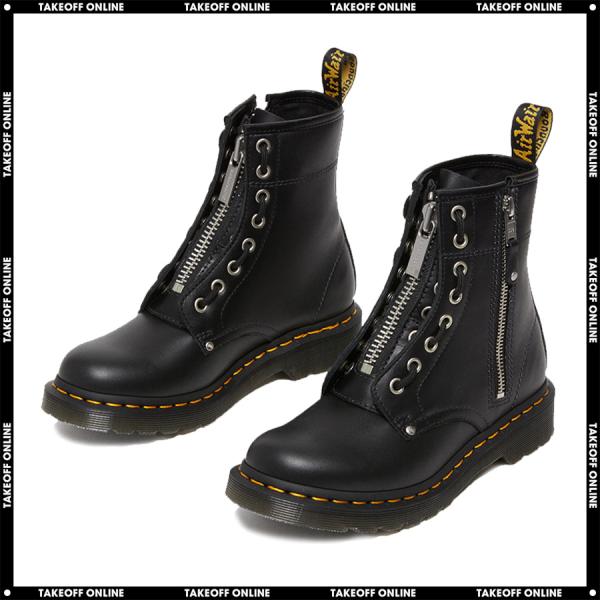 Dr.Martens 1460 TWIN ZIP 8HOLE BOOTS BLACK WANAMA LEATHER