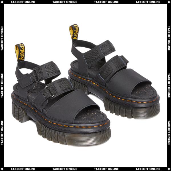 Darich ブラック 厚底16cmサンダル Darich サンダル サテンプラットフォームサンダル レディース