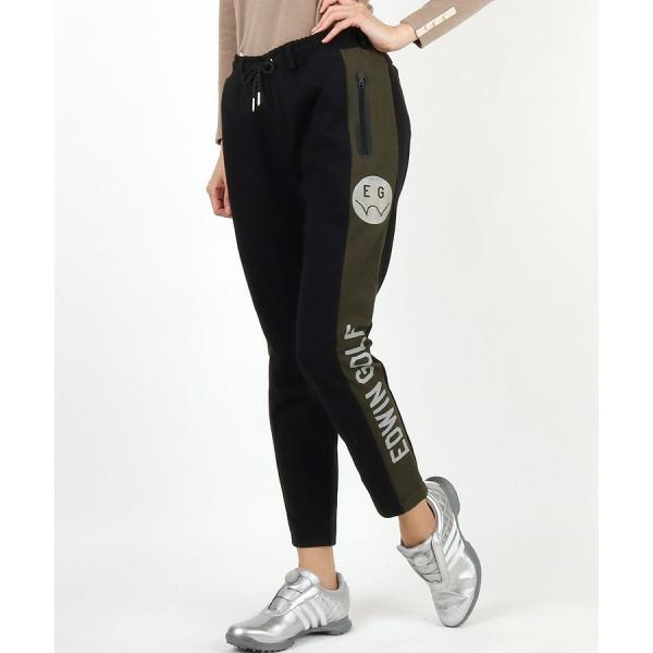 セール Side配色ロゴ入りライン裏微起毛パンツ ブラック Edwin Golf エドウィンゴルフウェア 秋冬新作 ゴルフウェア ゴルフウェア Golf レディース Edwin ロングパンツ 19egb F013 Eg19aw30 私ときどきゴルフ女子