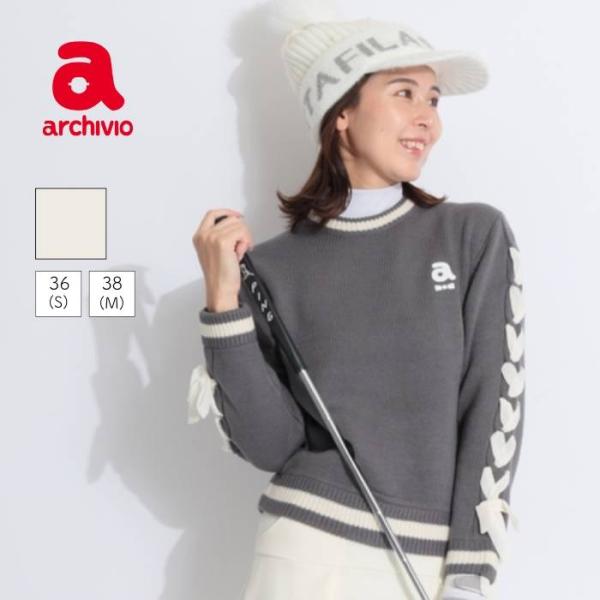 アルチビオ 編みリボンクルーネックニット ゴルフウェア レディース