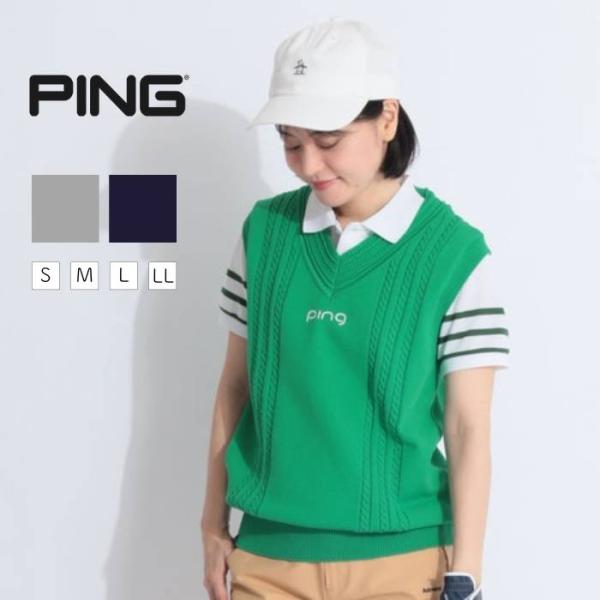 PING レディース Vネックベスト L ブラック PING レディース Vネック ベスト L 黒 LADIES'(レディース