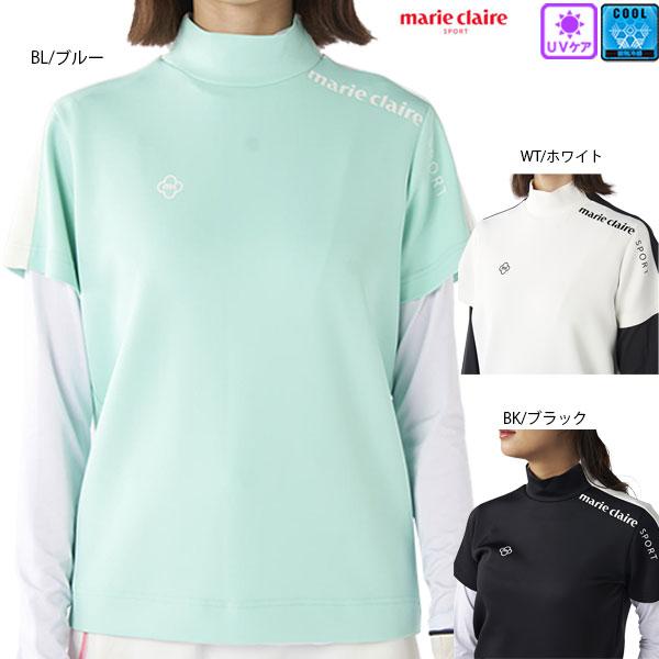 春夏特価 ネコポス対象 ゴルフウェア 半袖モックネックアンダーセット マリクレール 715553 レディース 半袖(UVカット/接触冷感) アンダー(UVカット/吸汗速乾)