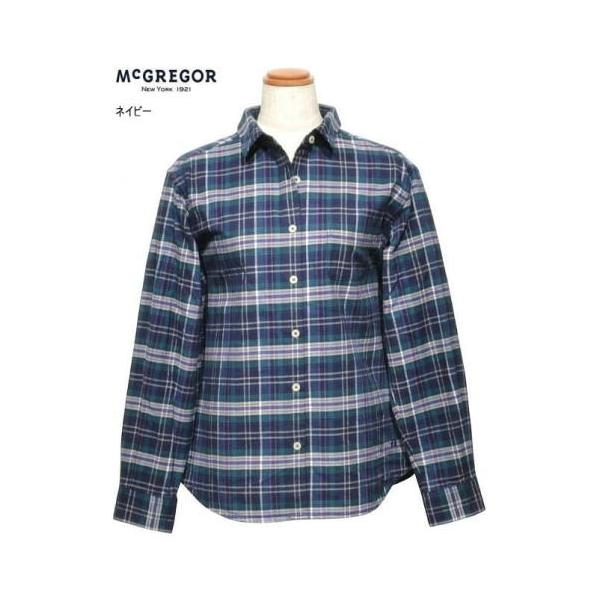 マクレガー 長袖シャツ M.L レディース 311176613 家庭洗濯可 ビエラチェック起毛 ワイドシルエット ブラウス 秋冬 McGREGOR