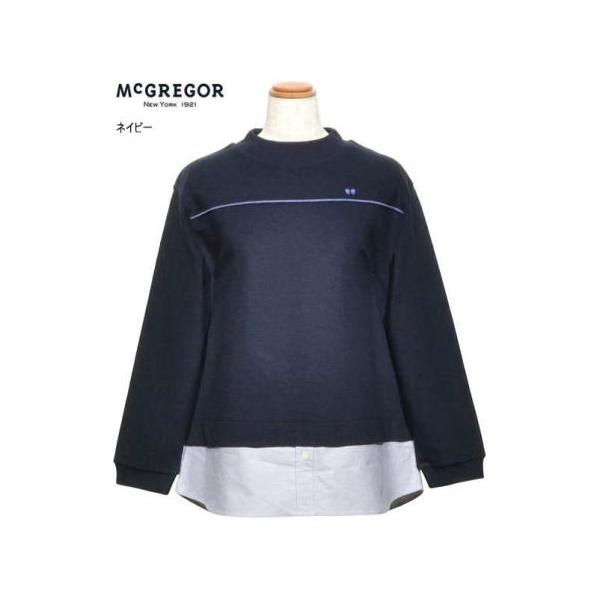 マクレガー レディース M.L トレーナー 311716672 レイヤード風 起毛 チュニック丈トレーナー スウェット スウェットシャツ McGREGOR