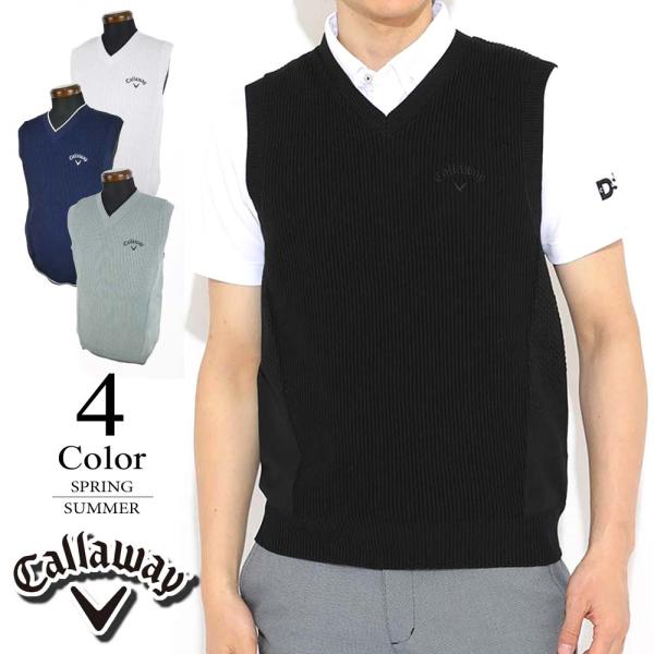 高質 キャロウェイ ゴルフ レディース ニット ベスト ネイビー Lサイズ