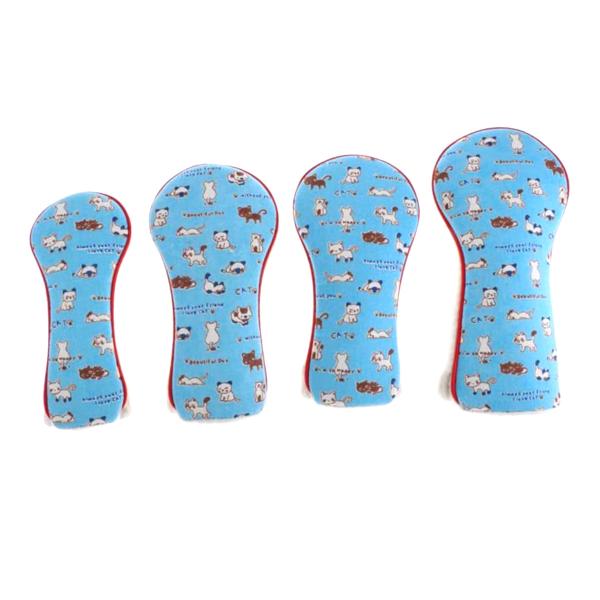 くたねこ0728muziik ヘッドカバー3個セット 特価処分品】猫柄 モコモコ ウッドヘッドカバー 4個セット(#1