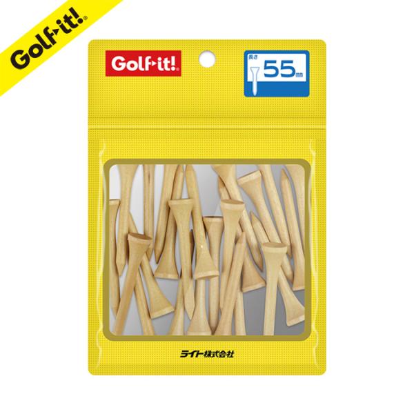 ゴルフ ティー 木製 ウッドティー 高さ 55mm シェルパック ウッドティー ニス ゴルフ用品 ライト(LITE)T-551