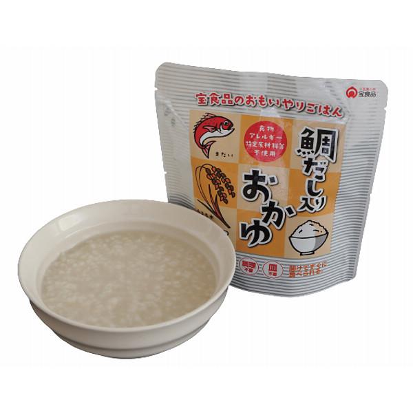 水や熱源は一切不要！空けたらすぐに食べられる。常温で長期保存が可能。だしの旨味を活かした味付きおかゆですので、おかずや調味料がないときでもそのままで美味しくお召し上がりいただけます。●鯛だし入りおかゆ260ｇ