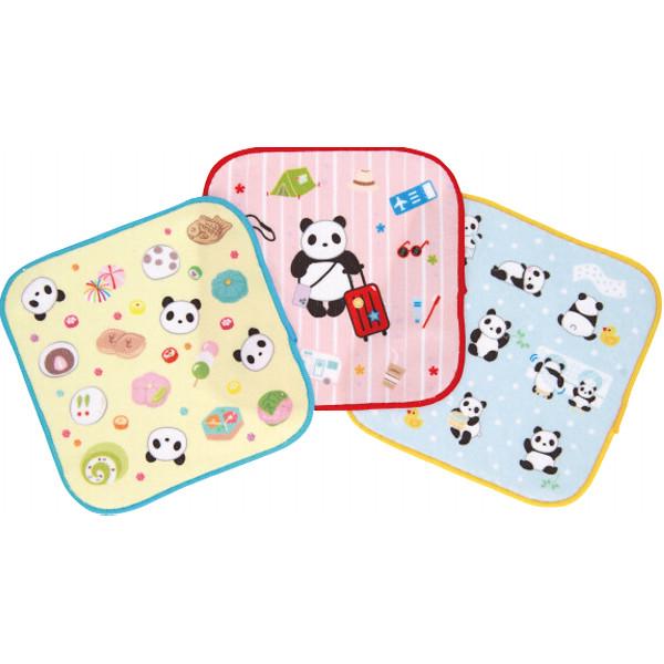 小さなポケットにも楽々入る、可愛い柄の3枚セット●ミニタオル3枚●綿55％・ポリエステル45％●現品約16×16ｃｍタイプ：パンダ42309315