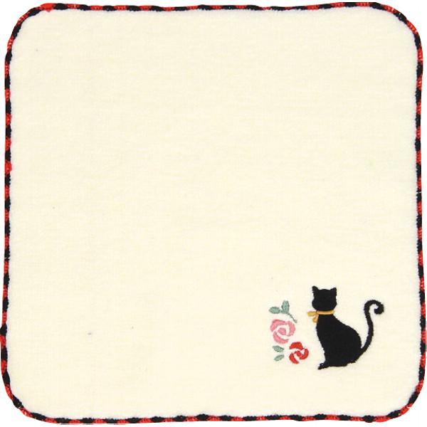 ワンポイントの刺繍がおしゃれなミニハンカチです。●刺繍ミニハンカチ1枚●綿100％●現品約20×20ｃｍタイプ：モダン猫42309306