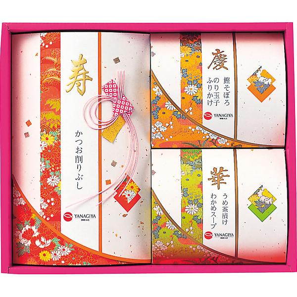 清楚で上品な和風パッケージと日常利用に重宝する商品内容＆ボリューム感が好評です。婚礼から内祝ギフトに好適です。●花削り3ｇ×8、鰹そぼろ7ｇ×2、のり玉子ふりかけ4.5ｇ×2、うめ茶漬4.3ｇ×3、わかめスープ（粉末タイプ）5.3ｇ×2※中...