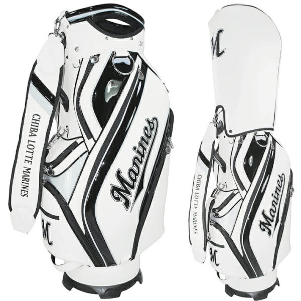 千葉ロッテマリーンズ ゴルフ キャディバッグ 白 中古　ホワイト 千葉ロッテマリーンズ ゴルフ 9.5型 キャディバッグ ゴルフバッグ 2025