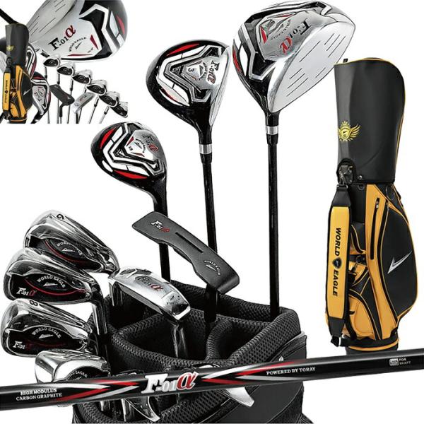 WORLD EAGLE オレンジ　メンズゴルフクラブセット メンズ ゴルフクラブ 14点セット 9.5型 ブラックオレンジ キャディ