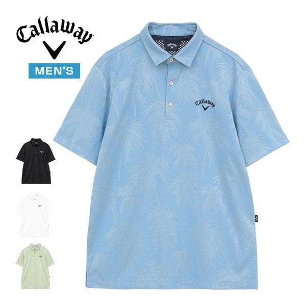Callaway（キャロウェイ） ヤシの木柄 同色ジャカード 半袖 ポロシャツ