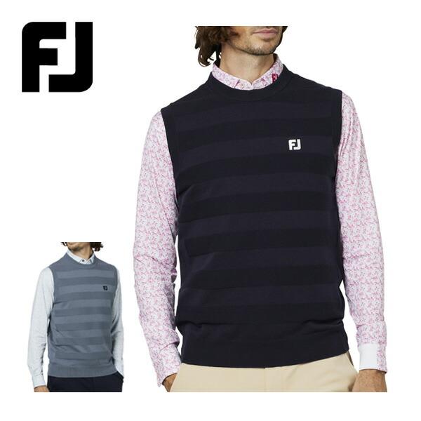 FootJoy（フットジョイ） 編地切替ボーダー クルーネック ニットベスト
