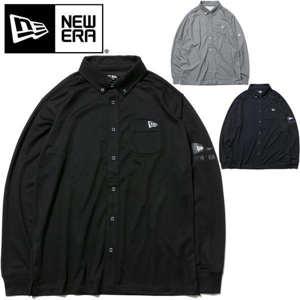 【ニューエラゴルフ】 長袖 ポロシャツ 鹿の子ポロ ピンフラッグ　ブラック NEW ERA ニューエラ ゴルフ ウェア 鹿の子 ピンフラッグ 長袖