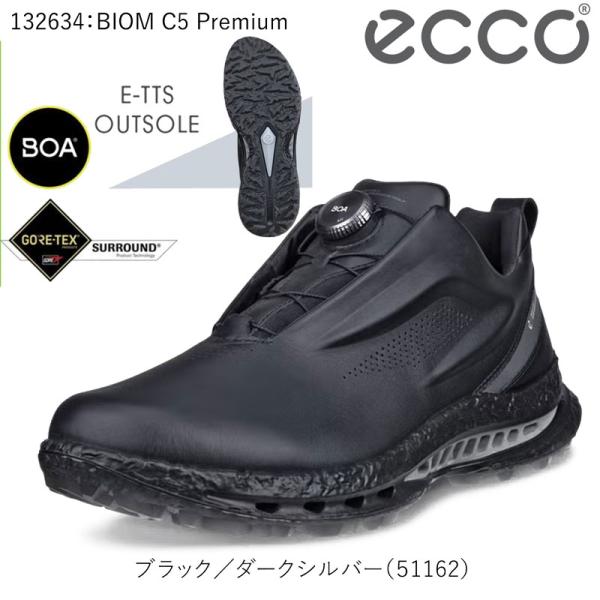 ECCO エコー バイオム シー5 プレミアム ゴルフシューズ （132634-51162）ブラック/ダークシルバー 2026