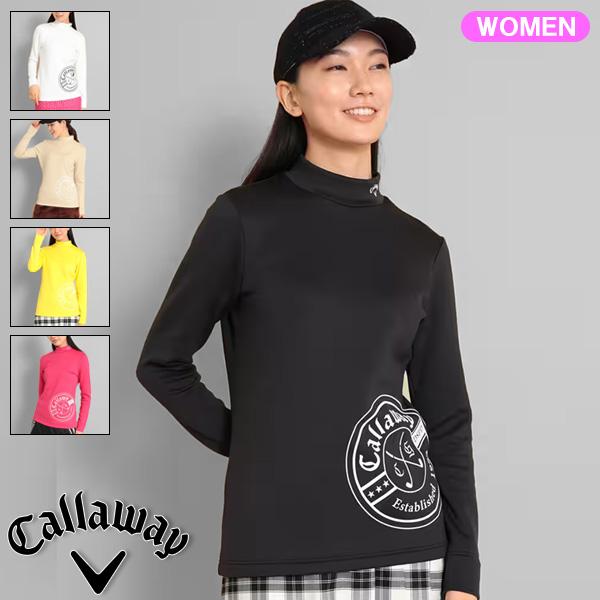 サイズ：M CALLAWAY キャロウェイ 2023年 裏起毛 ハイネック 長袖Tシャツ  ホワイト系 [240101480469] ゴルフウェア レディース ストスト Callaway キャロウェイ ゴルフ レディース 裏起毛 長袖モック