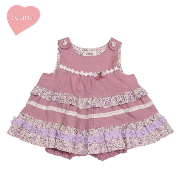 Souris ミルキースーツ スーリー 女の子 80cm 90cm 609 花柄切替 Souris ミルキースーツ スーリー 女の子 80cm 90cm 609 花柄切替