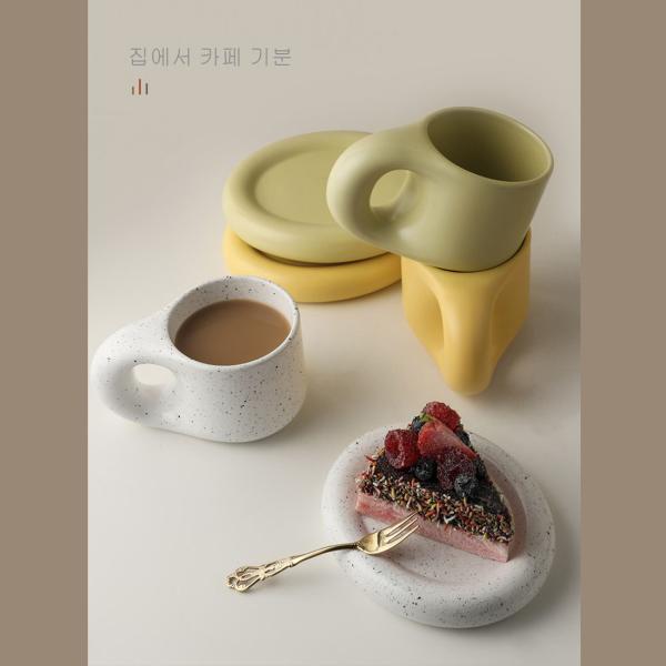 2点セット マグカップ × ソーサー 韓国雑貨 300ml ハンドメイド