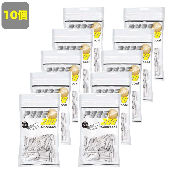 10個 PURE 手巻きタバコ用 スーパースリム チャコール フィルター 手巻きたばこ用フィルター