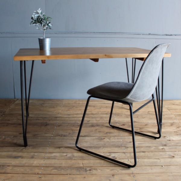 木製ブラウンテーブル スチール脚付き 幅120/140/160] 天然木ダイニングテーブル 単品or5点セット スチール脚