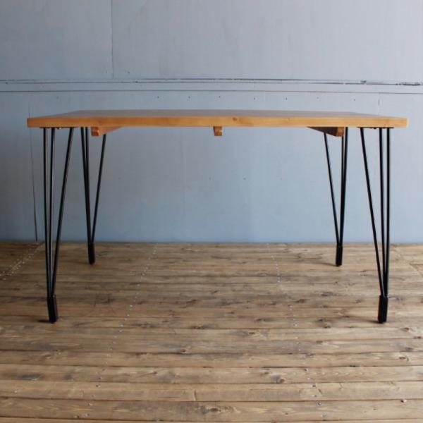 ダイニングテーブル ライトブラウン 木製 スチール脚 幅120cm 高さ70cm