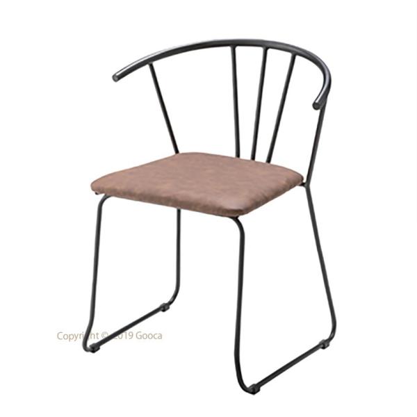 アームチェア 2脚セット スチールフレーム ソフトレザー ブラウン