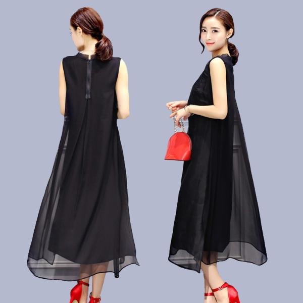 ワンピース 袖なし シフォン マキシ丈 ロング 黒 白 春 夏 上品 おでかけ ドレス 薄手 スリット パーティー Good Clothes Buyee Buyee 日本の通販商品 オークションの代理入札 代理購入