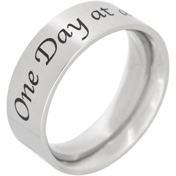 【並行輸入品】7mm ステンレススチール レディース メンズ インスピレーションリング - 「One Day at a Time」モチベーションを高め