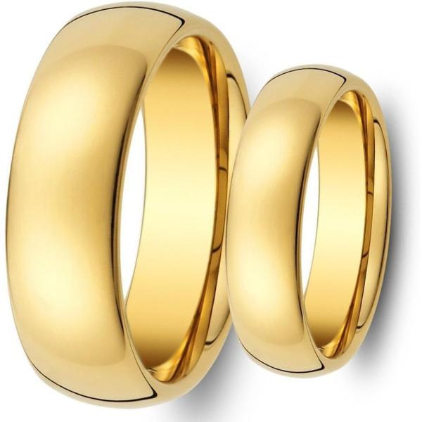 【並行輸入品】光沢のあるゴールドのクラシックな結婚指輪セット ペアリング タングステンカーバイド 8mm/6mm