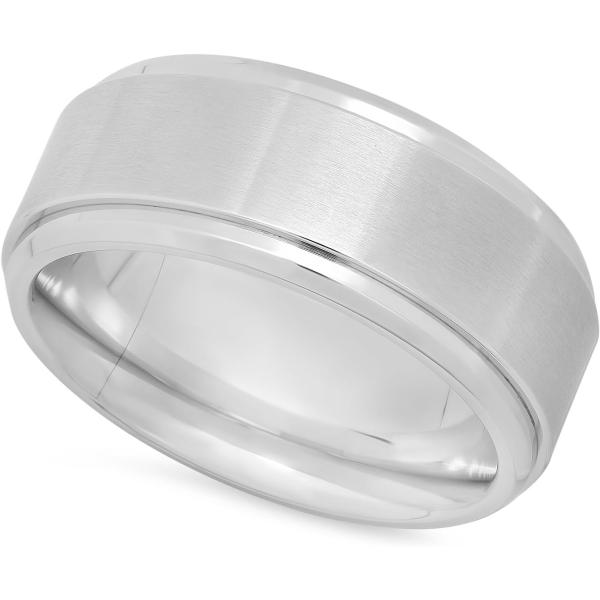 【並行輸入品】メンズチタン7.6 MM Comfort Fit Wedding Ring with Brushedセンター