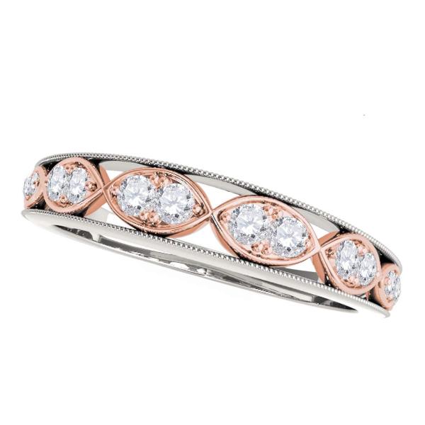 【並行輸入品】Mauli Jewels 0.16 Carat Two Tone Diamond Wedding Band prong 14K